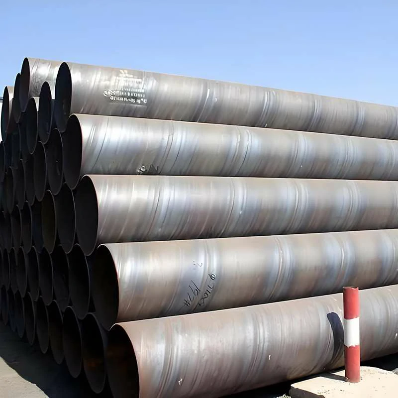 Spiral Submerged Arc Welded (SSAW) pipes with anti-corrosion coating.